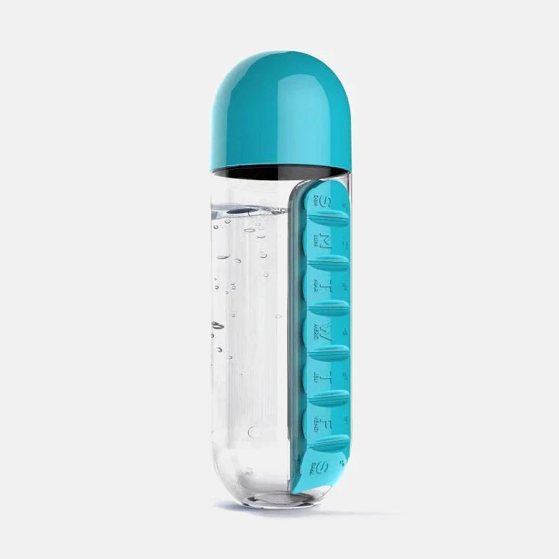 2-in-1 Water Bottle Daily Pill Organizer