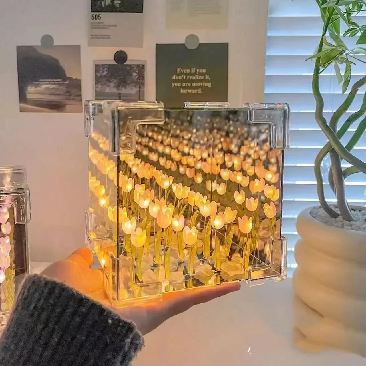 DIY Tulip Mirror Cube Night Light