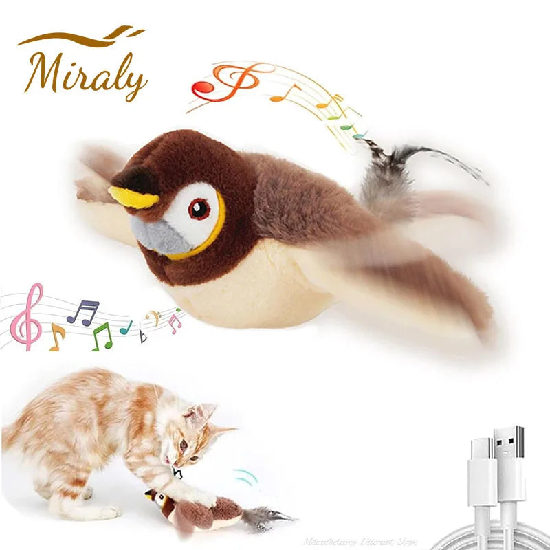 Electric Flapping Bird Cat Toy With Sound