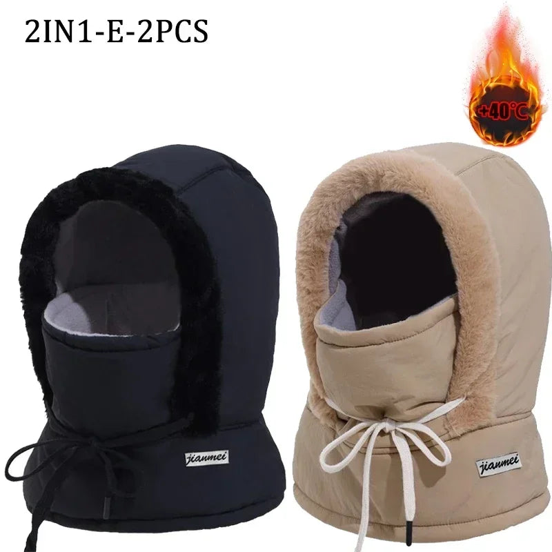 Plush Thermal Balaclava Hood With Face Mask