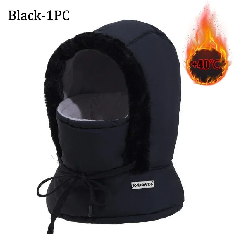 Plush Thermal Balaclava Hood With Face Mask