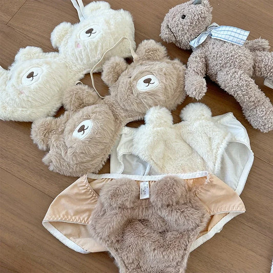 Cute Plush Bra & Panty Set