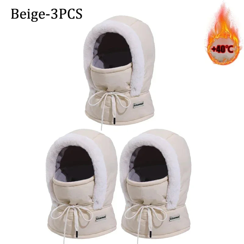 Plush Thermal Balaclava Hood With Face Mask