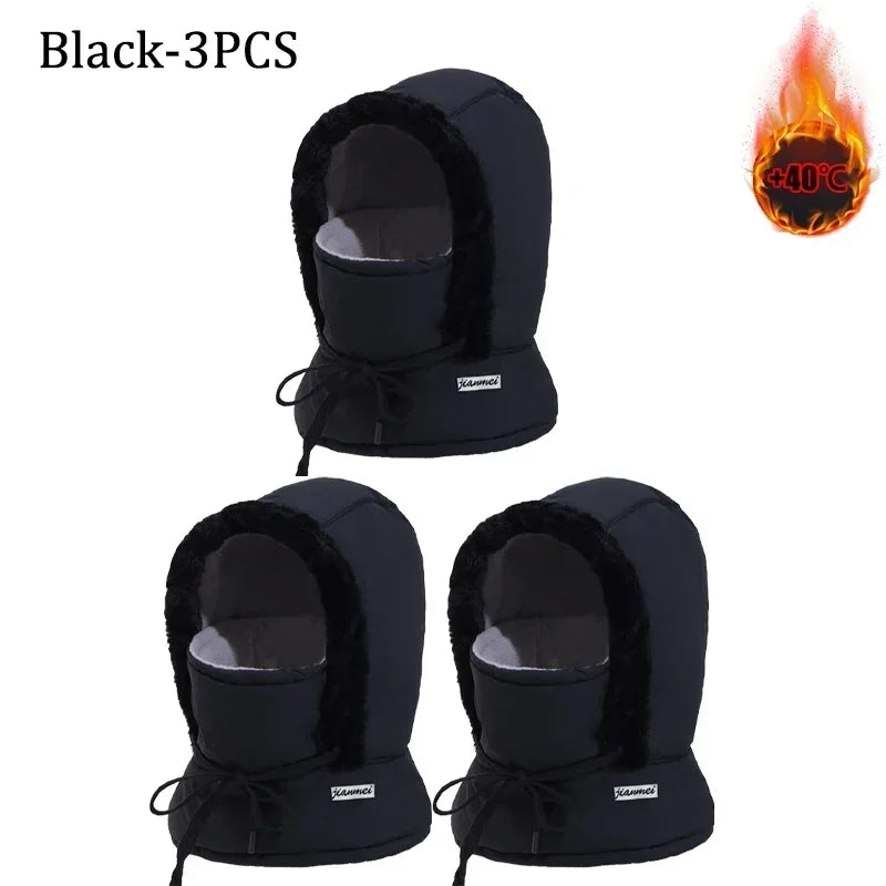 Plush Thermal Balaclava Hood With Face Mask