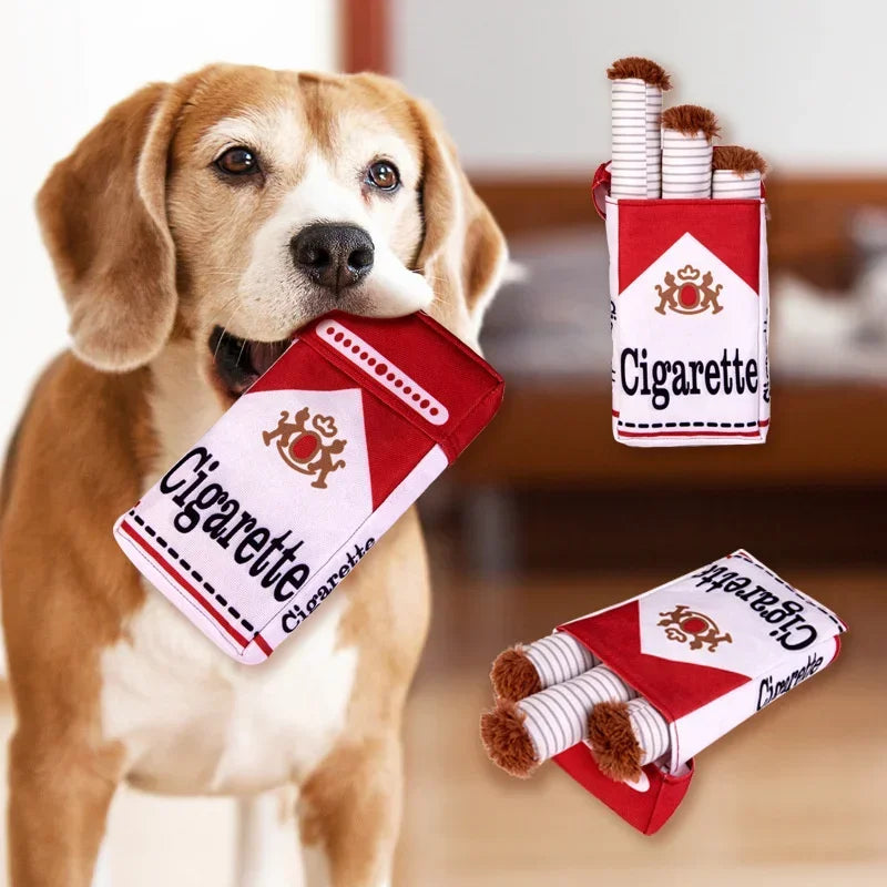 Funny Cigarette Plush Dog Toy