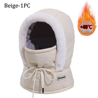 Plush Thermal Balaclava Hood With Face Mask
