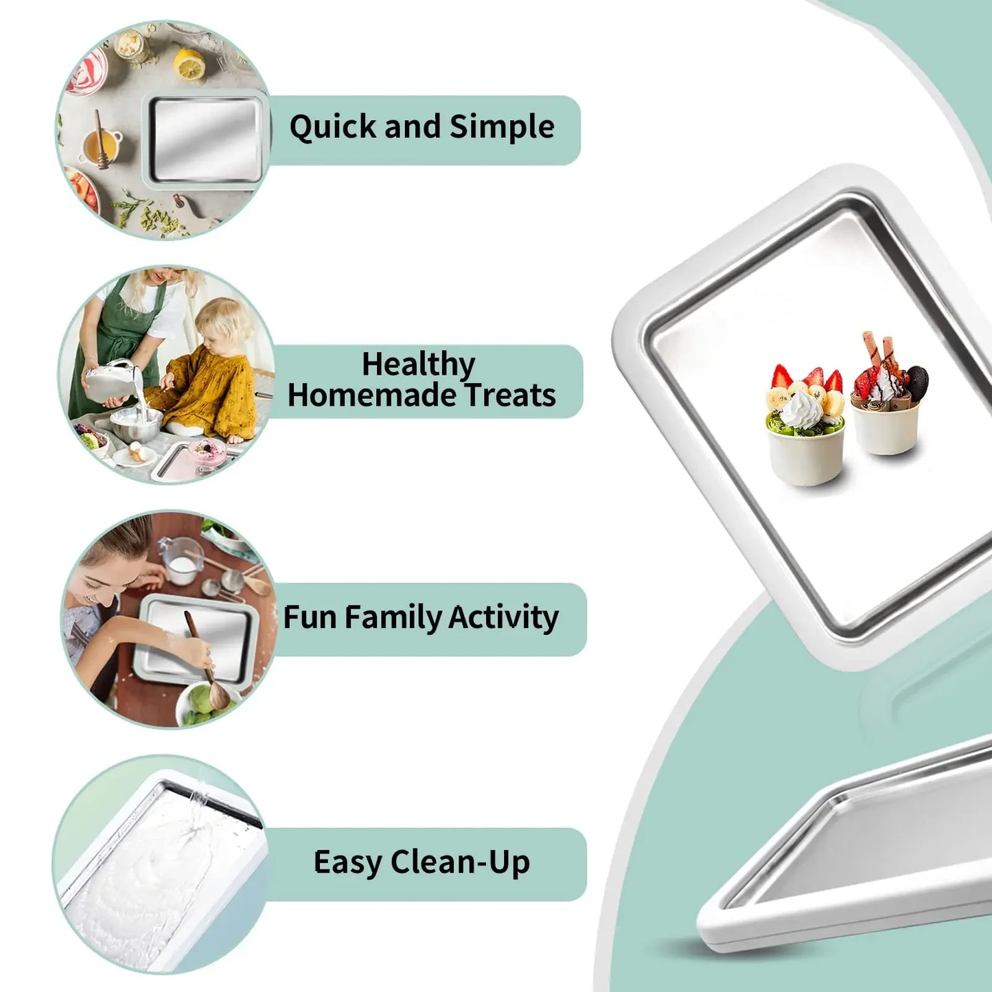 Ice Cream Maker Pan with 2 Scrapers