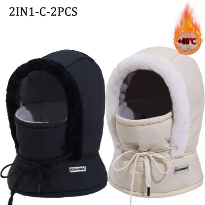 Plush Thermal Balaclava Hood With Face Mask