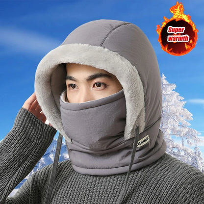Plush Thermal Balaclava Hood With Face Mask
