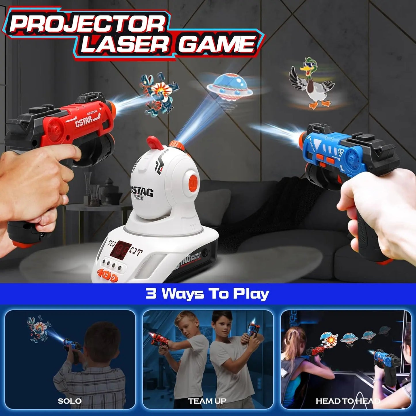 Infrared Laser Tag Gun Set with Projector