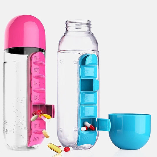 2-in-1 Water Bottle Daily Pill Organizer