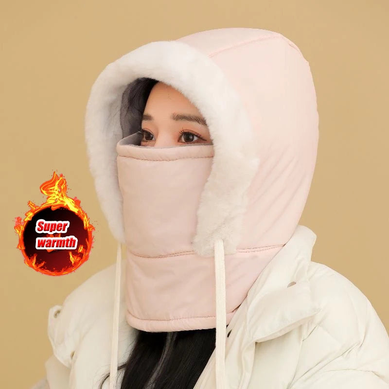 Plush Thermal Balaclava Hood With Face Mask