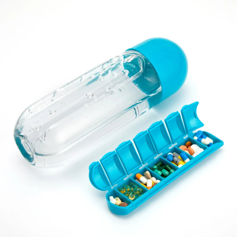 2-in-1 Water Bottle Daily Pill Organizer