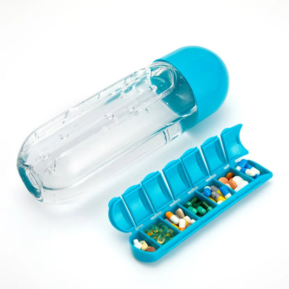 2-in-1 Water Bottle Daily Pill Organizer