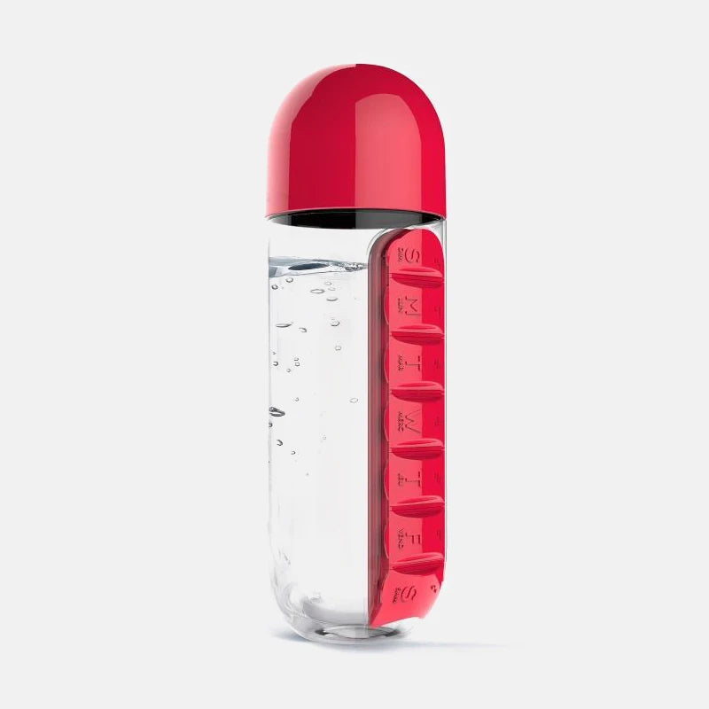 2-in-1 Water Bottle Daily Pill Organizer