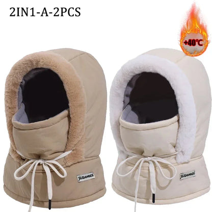 Plush Thermal Balaclava Hood With Face Mask