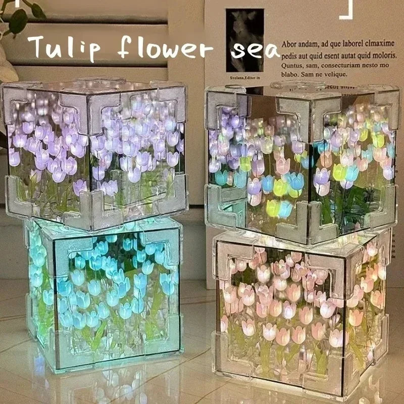 DIY Tulip Mirror Cube Night Light