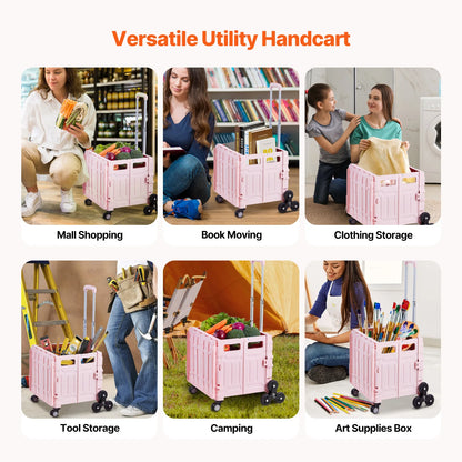 65L Foldable Utility Cart With Stair Climbing Wheels