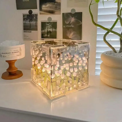 DIY Tulip Mirror Cube Night Light
