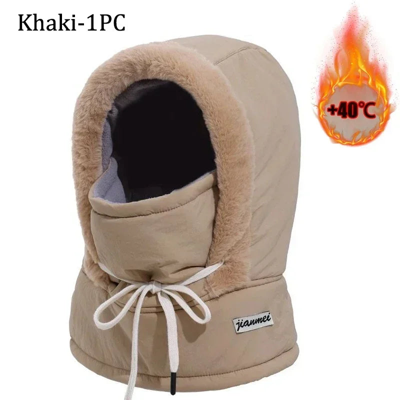 Plush Thermal Balaclava Hood With Face Mask