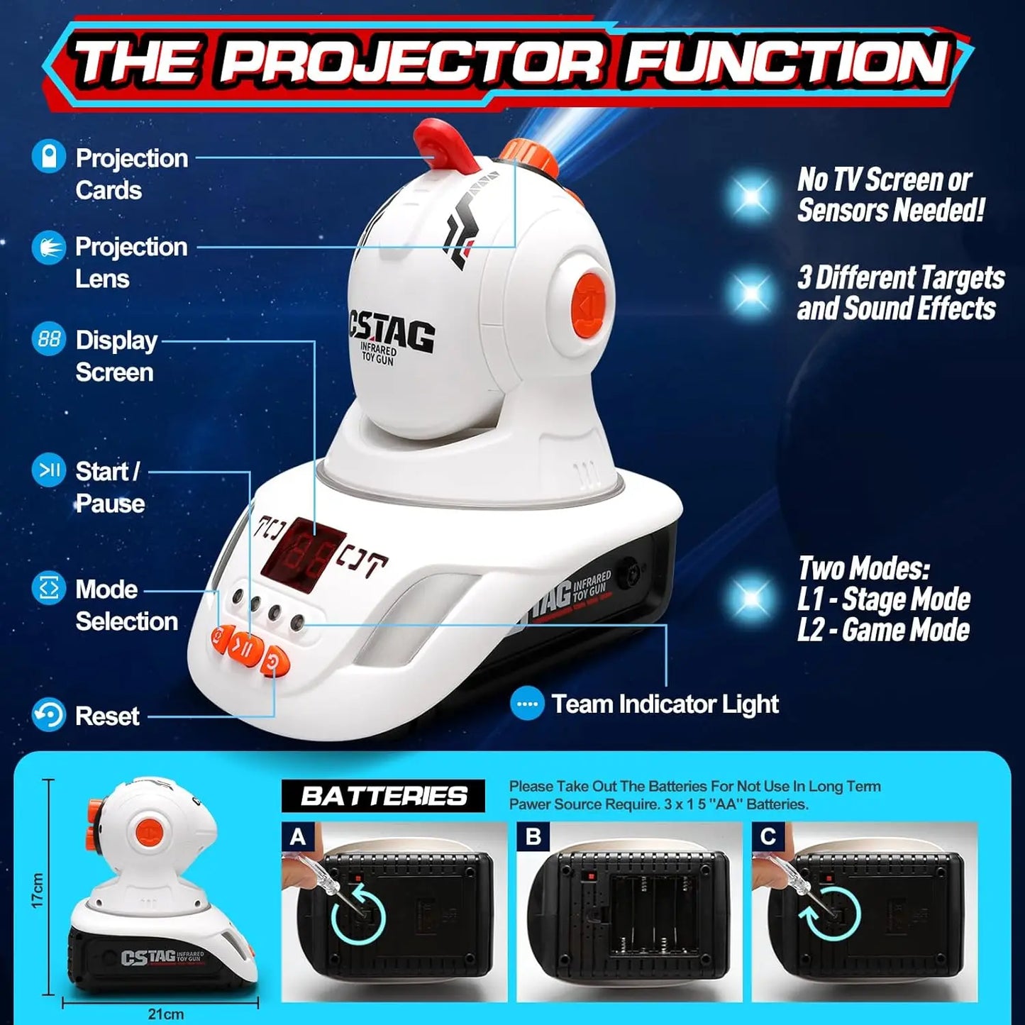 Infrared Laser Tag Gun Set with Projector