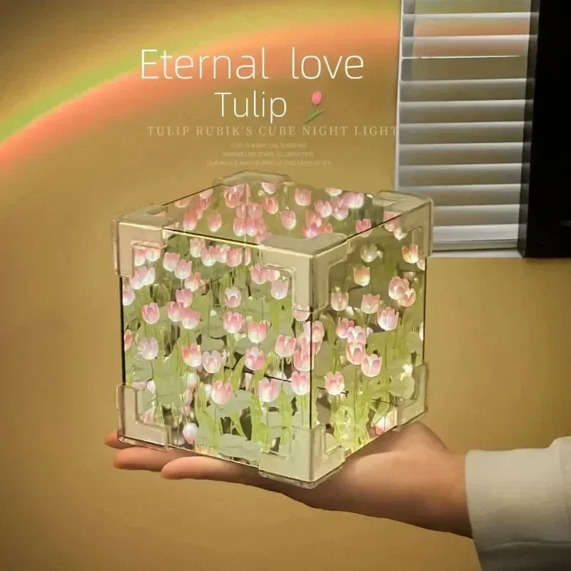 DIY Tulip Mirror Cube Night Light
