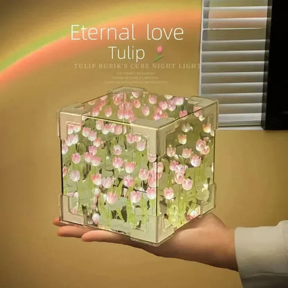 DIY Tulip Mirror Cube Night Light